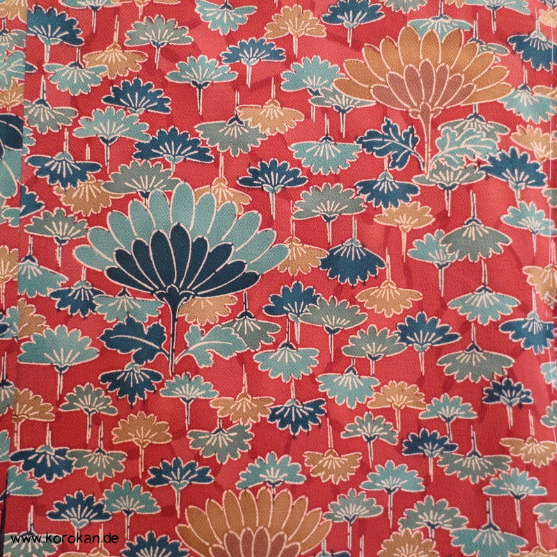 Kiku abstrakt Seidencrepe Komon Kimono