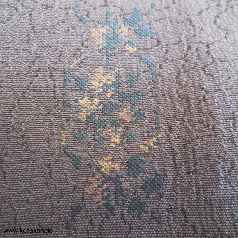 dunkelblaugrauer Kimono Seiden Jacquard Omeshi