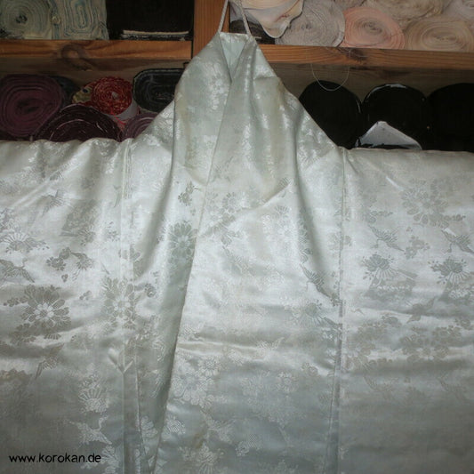 antiker gepolsterter Nakagi Kimono aus Rinzu Damast Seide