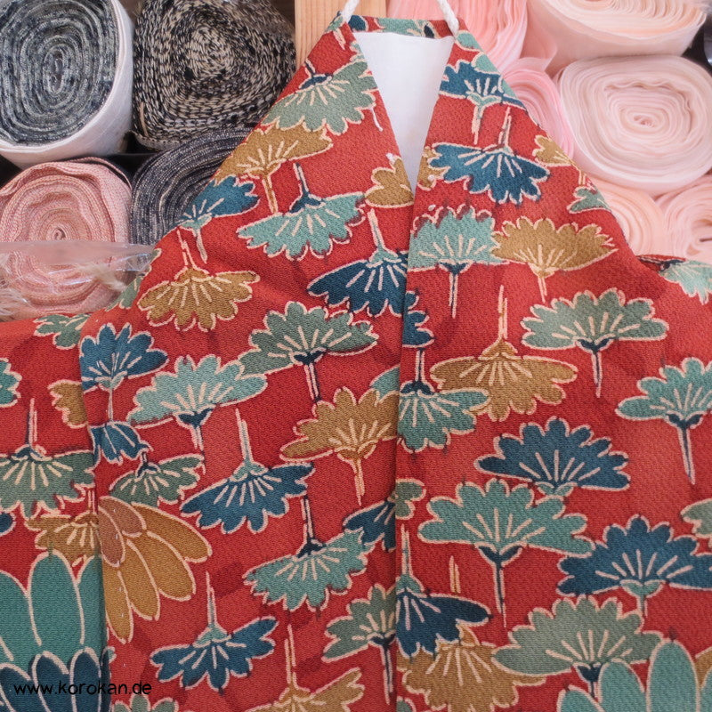 Kiku abstrakt Seidencrepe Komon Kimono