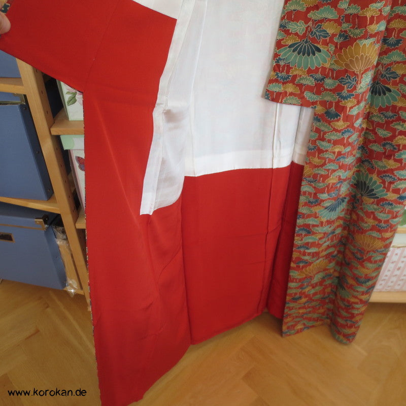 Kiku abstrakt Seidencrepe Komon Kimono