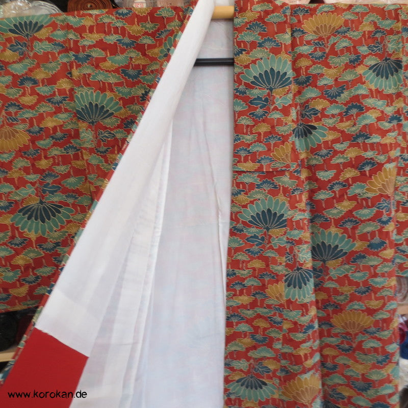 Kiku abstrakt Seidencrepe Komon Kimono
