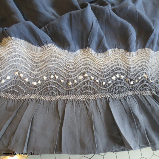 Shibori Heko Obi - Chirimen Crepe mit Farbverlauf in Wellen