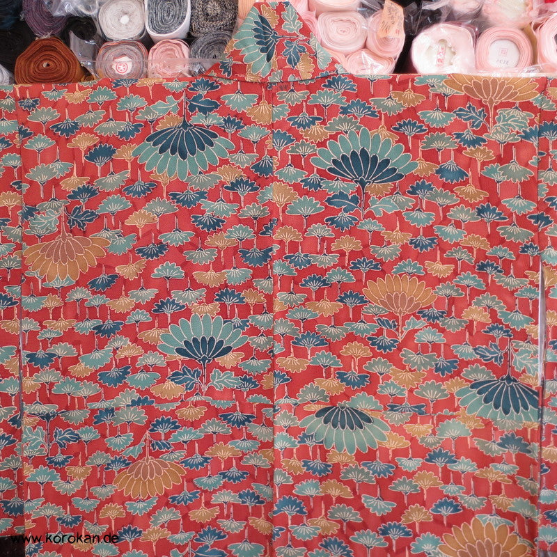 Kiku abstrakt Seidencrepe Komon Kimono