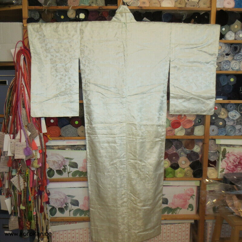 antiker gepolsterter Nakagi Kimono aus Rinzu Damast Seide