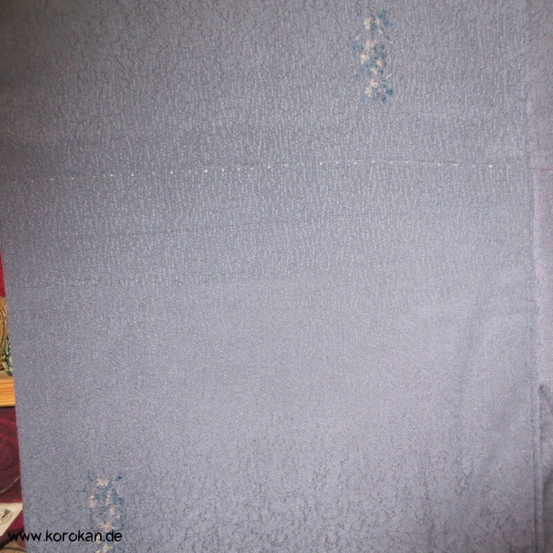 dunkelblaugrauer Kimono Seiden Jacquard Omeshi