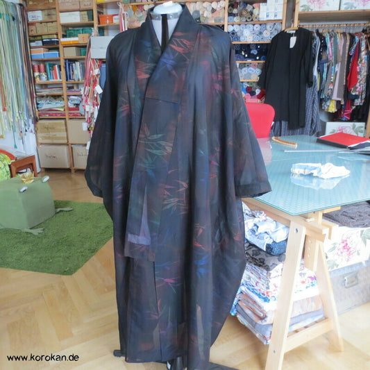 Bambusblätter halbtransparente japanische Sha Seide, Überwurf, Morgenmantel