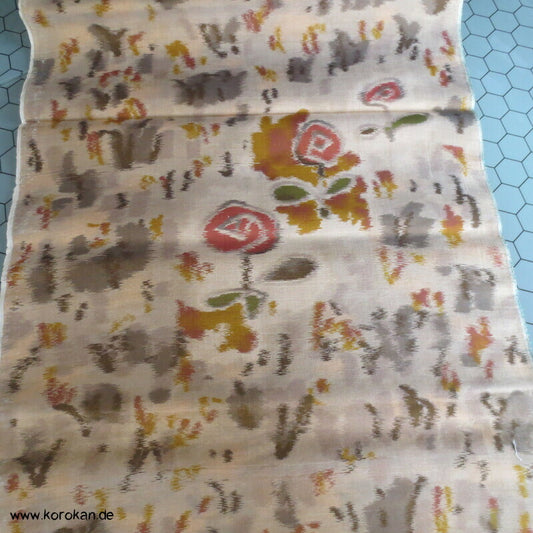 antiker Meisen Seiden Kimono Stoff abstrakte Blüten auf beige