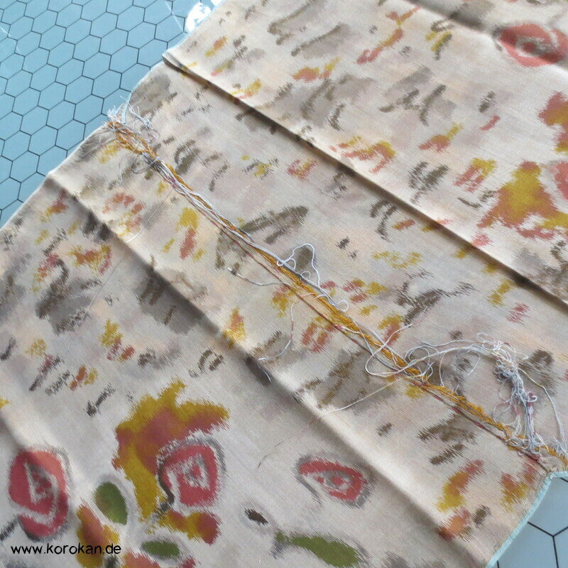 antiker Meisen Seiden Kimono Stoff abstrakte Blüten auf beige