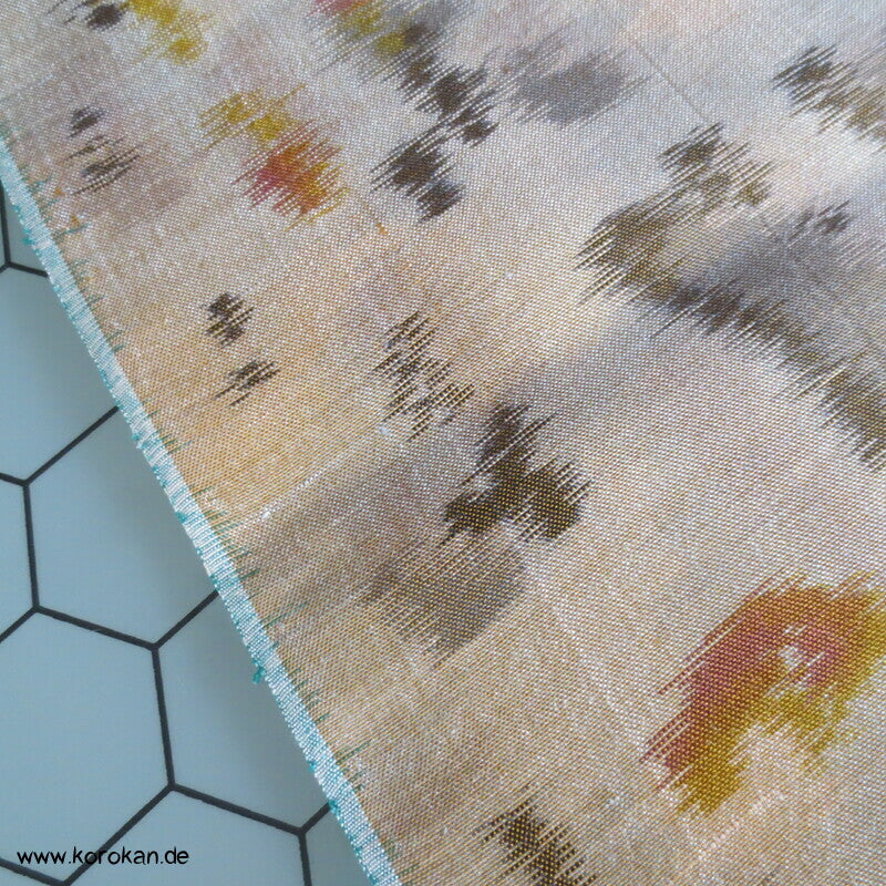 antiker Meisen Seiden Kimono Stoff abstrakte Blüten auf beige
