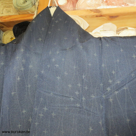 Tatewaku Wellenstreifen und Sternenhimmel Seiden Komon Kimono