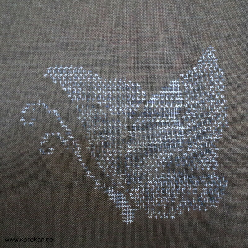 Kasuri Schmetterlinge Hitoe ungefütterter Kimono, Sha Seide