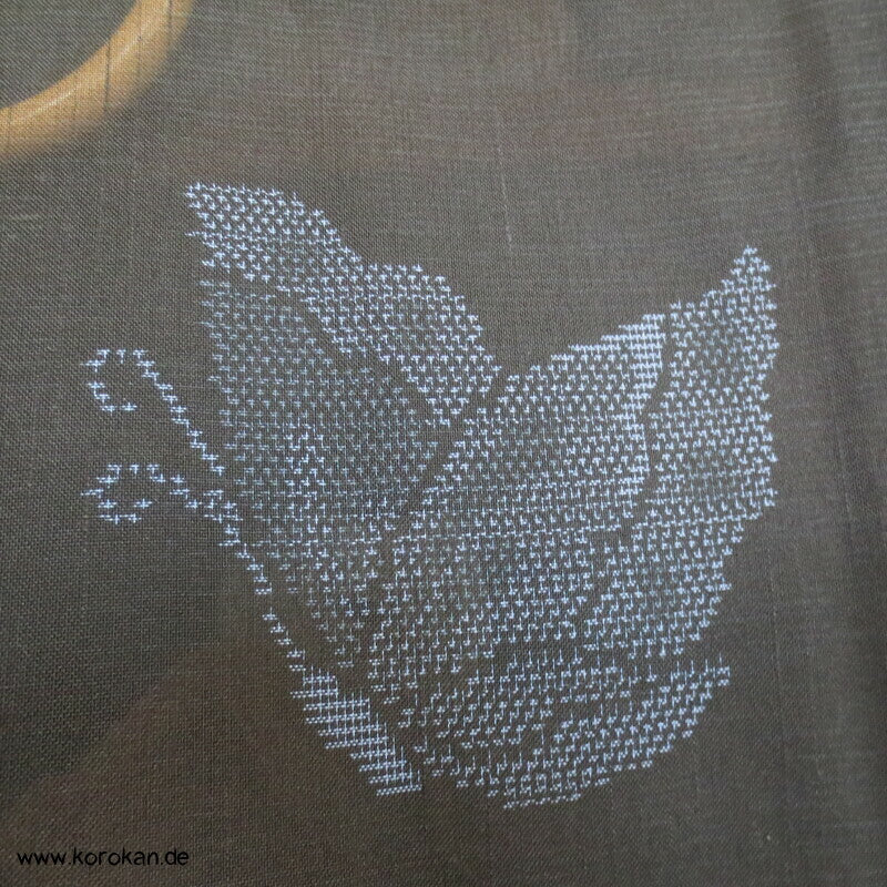 Kasuri Schmetterlinge Hitoe ungefütterter Kimono, Sha Seide