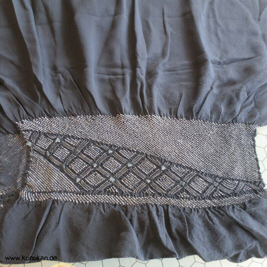 Diagonales Gitter Shibori Heko Obi - Chirimen Crepe