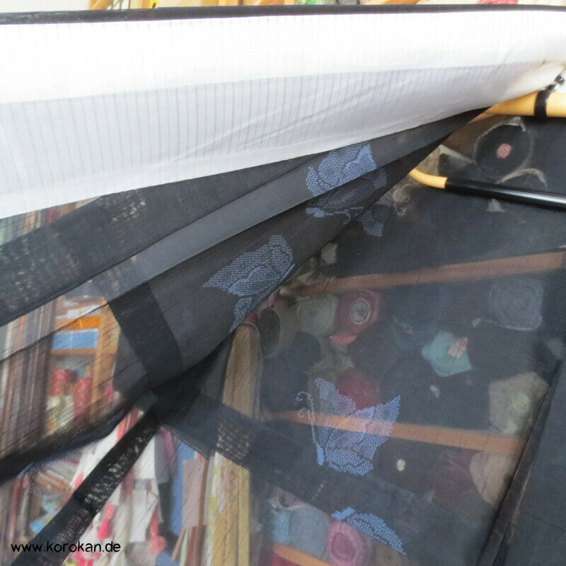 Kasuri Schmetterlinge Hitoe ungefütterter Kimono, Sha Seide