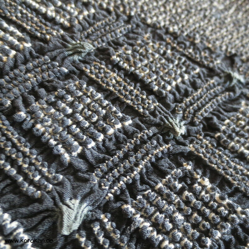 Diagonales Gitter Shibori Heko Obi - Chirimen Crepe