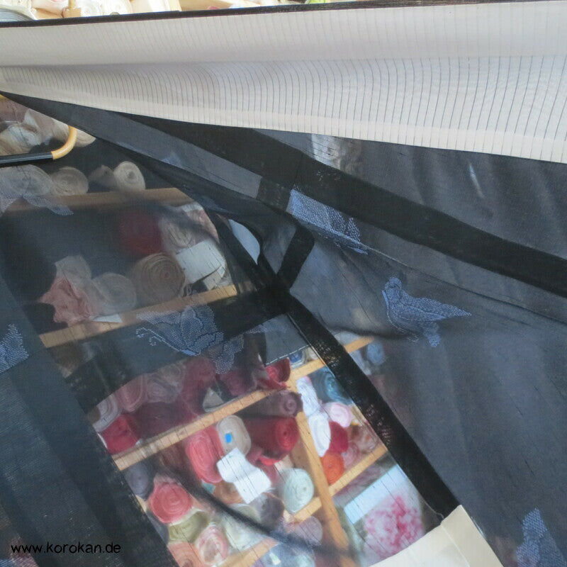 Kasuri Schmetterlinge Hitoe ungefütterter Kimono, Sha Seide