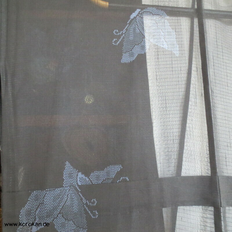 Kasuri Schmetterlinge Hitoe ungefütterter Kimono, Sha Seide