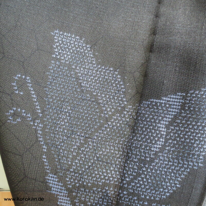 Kasuri Schmetterlinge Hitoe ungefütterter Kimono, Sha Seide