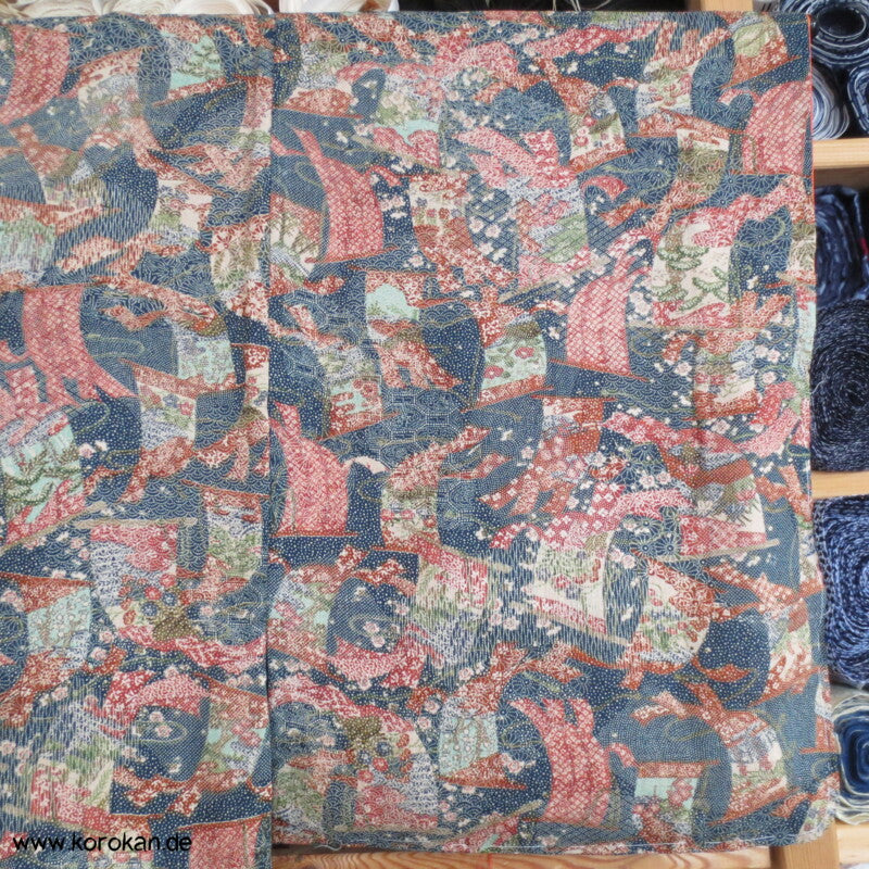 hängende Stoffbahnen, Edo Komon Tsumugi Seide Kimono