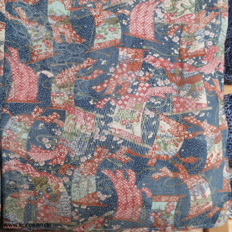 hängende Stoffbahnen, Edo Komon Tsumugi Seide Kimono