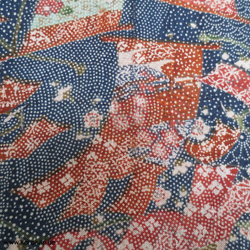 hängende Stoffbahnen, Edo Komon Tsumugi Seide Kimono