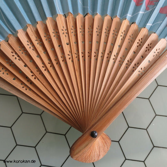 Jigami Klappfächer, Stoff auf Bambusstreben, Goldfische, in Box