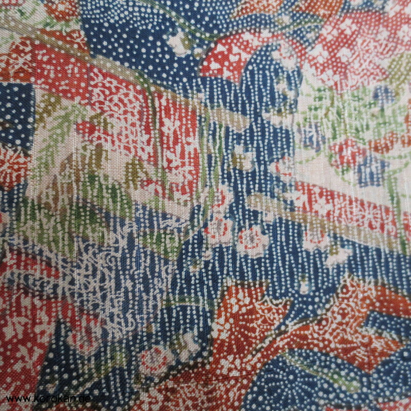 hängende Stoffbahnen, Edo Komon Tsumugi Seide Kimono