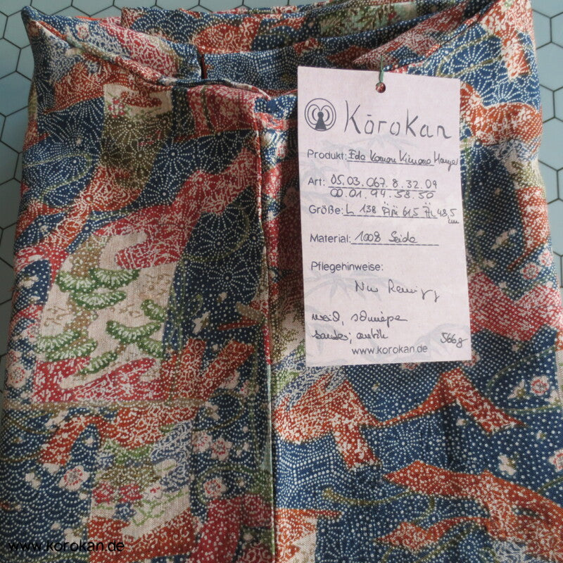 hängende Stoffbahnen, Edo Komon Tsumugi Seide Kimono
