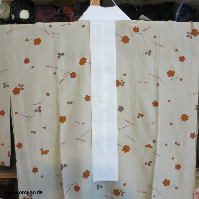 Herbstblätter kieselfarbene Seide Juban Unterkimono