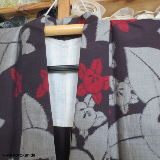 Tachibana Kasuri Hitoe Meisen Seiden Kimono