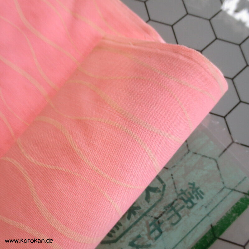 Juban Kimono Wollmusselin Stoff Tatewaku weiß auf rosa