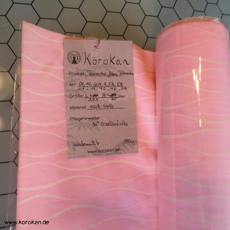 Juban Kimono Wollmusselin Stoff Tatewaku weiß auf rosa