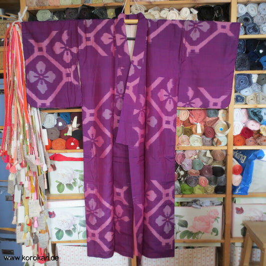Japan Art Deco riesiges Kikko Meisen Seiden Kimono