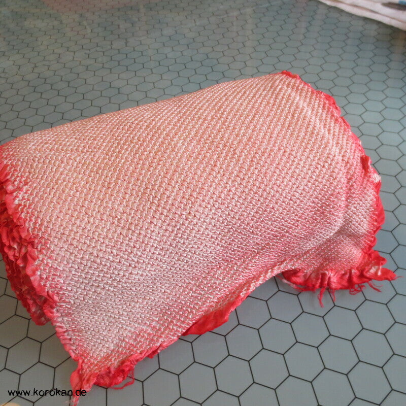 Full Shibori lachs weiße Kimono Seide - ungedämpft
