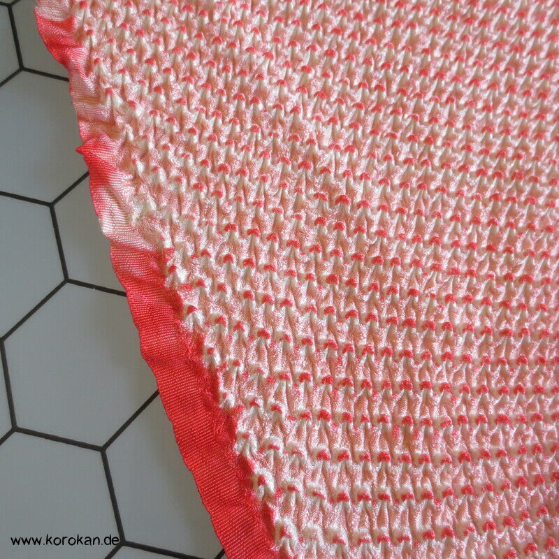 Full Shibori lachs weiße Kimono Seide - ungedämpft