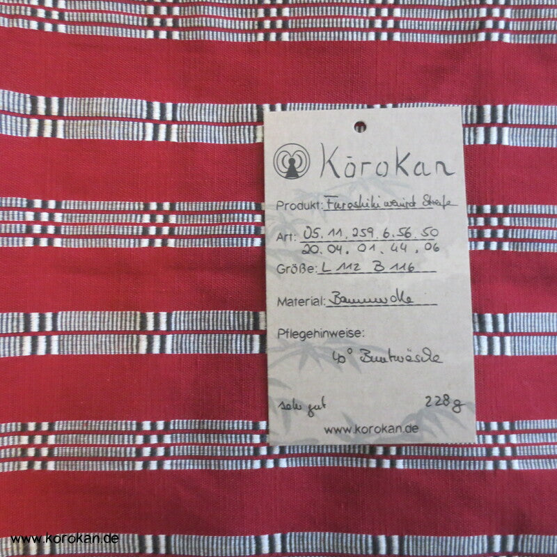 Furoshiki, weinrot mit schwarz weißen Streifen - groß