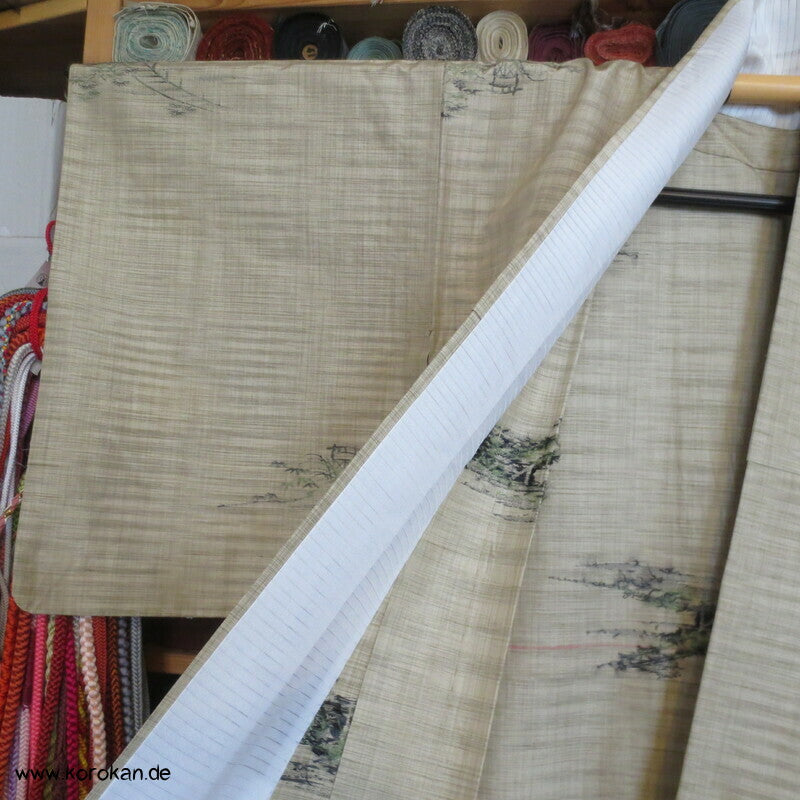 Landschafts Tsumugi Jacquard Hitoe Kimono