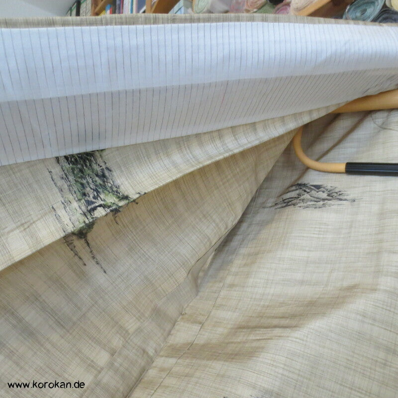Landschafts Tsumugi Jacquard Hitoe Kimono