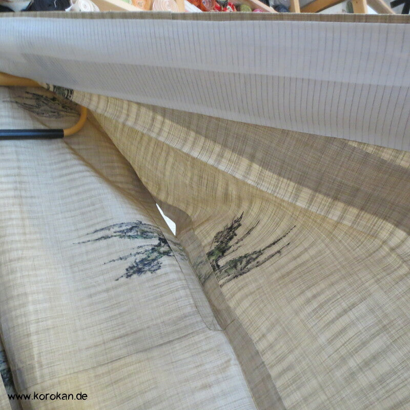 Landschafts Tsumugi Jacquard Hitoe Kimono