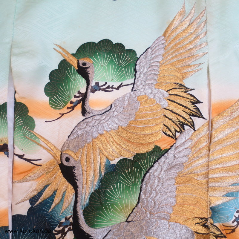 Furisode - Prachtkimono für kleine Jungen, gestickte Kraniche