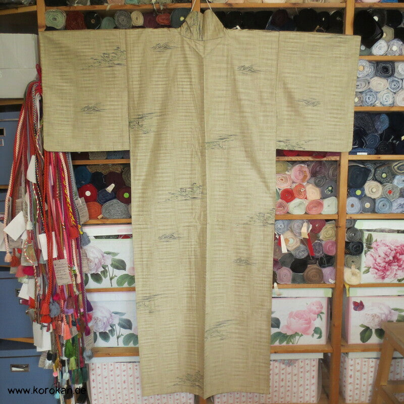 Landschafts Tsumugi Jacquard Hitoe Kimono