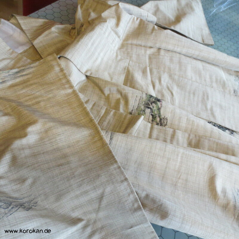 Landschafts Tsumugi Jacquard Hitoe Kimono