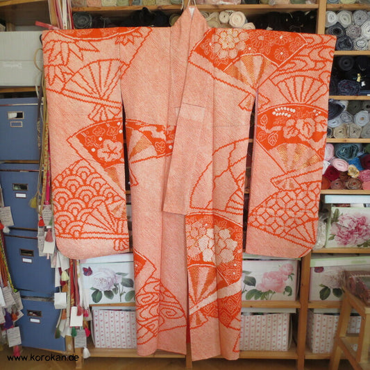 Full Shibori riesige Fächer, teils Goldstickerei Furisode Seiden Kimono