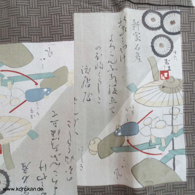 japanische dunkelmelierte Tsumugi Seiden Haori Männer Kimono Jacke, Bilder im Futter