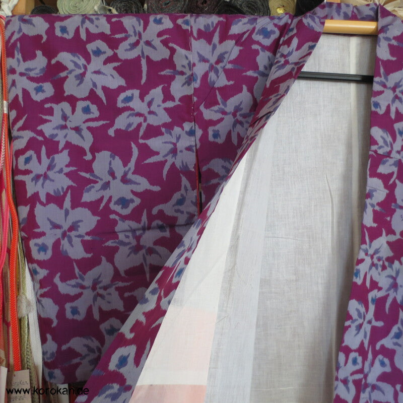 Japan Art Deco Katleya Orchideen Meisen Seiden Kimono