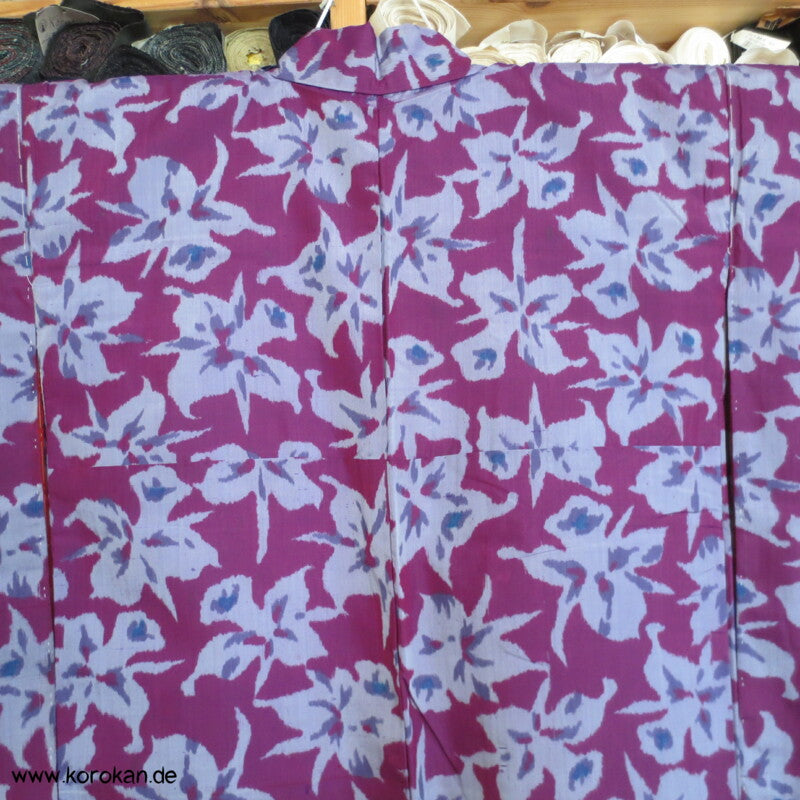 Japan Art Deco Katleya Orchideen Meisen Seiden Kimono
