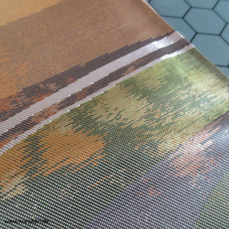 moderne Fächer grün silber gold Fukuro Obi