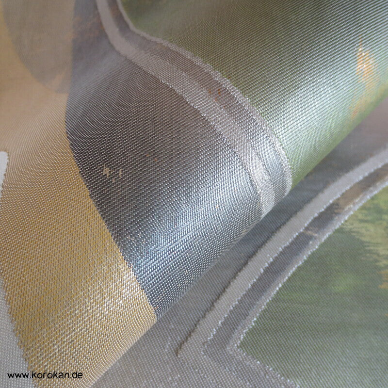 moderne Fächer grün silber gold Fukuro Obi