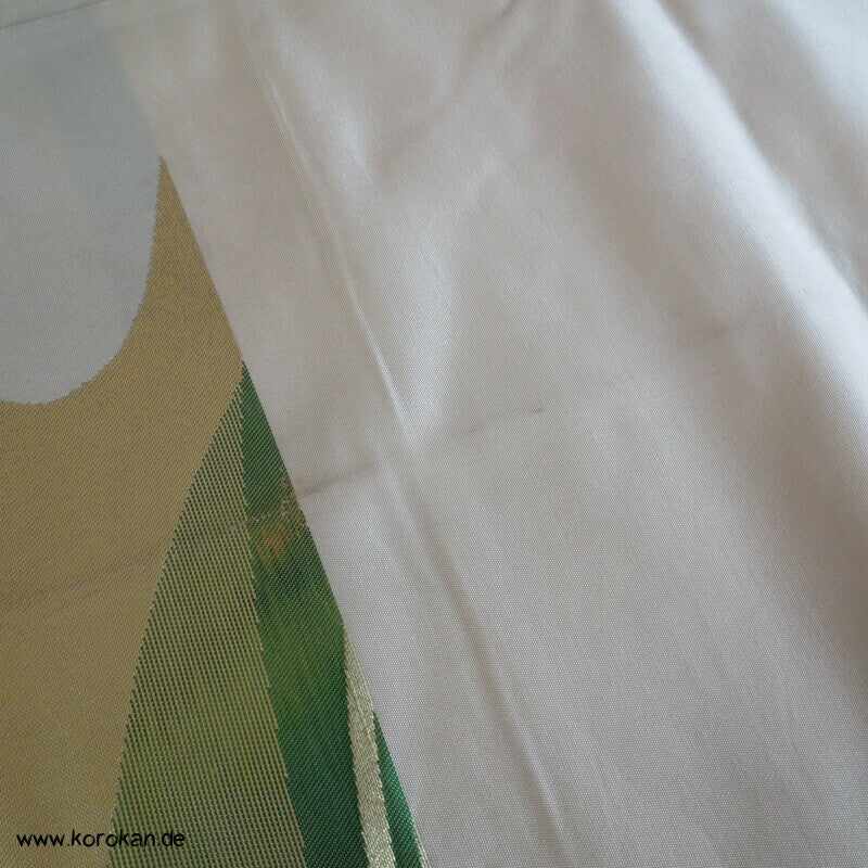 moderne Fächer grün silber gold Fukuro Obi